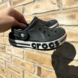 Crocs toddler black bayaband slip on clogs shoes, size C6
